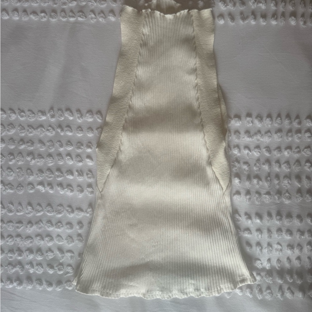 Zara Off-White Ribbed Knit Top